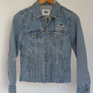Distressed Raw Hem Denim Jacket